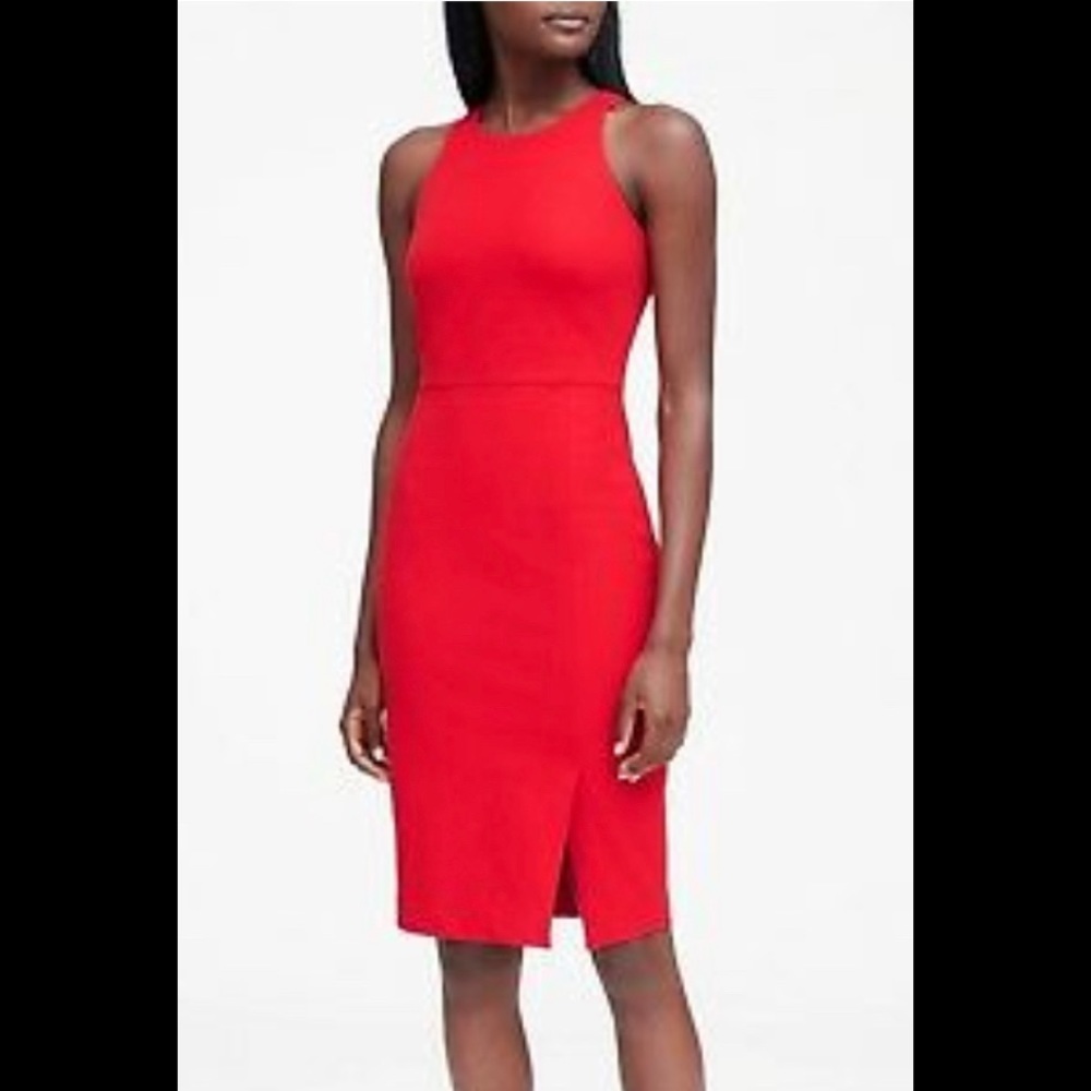 Bi-Stretch Racer-Neck Sheath Ultra Red